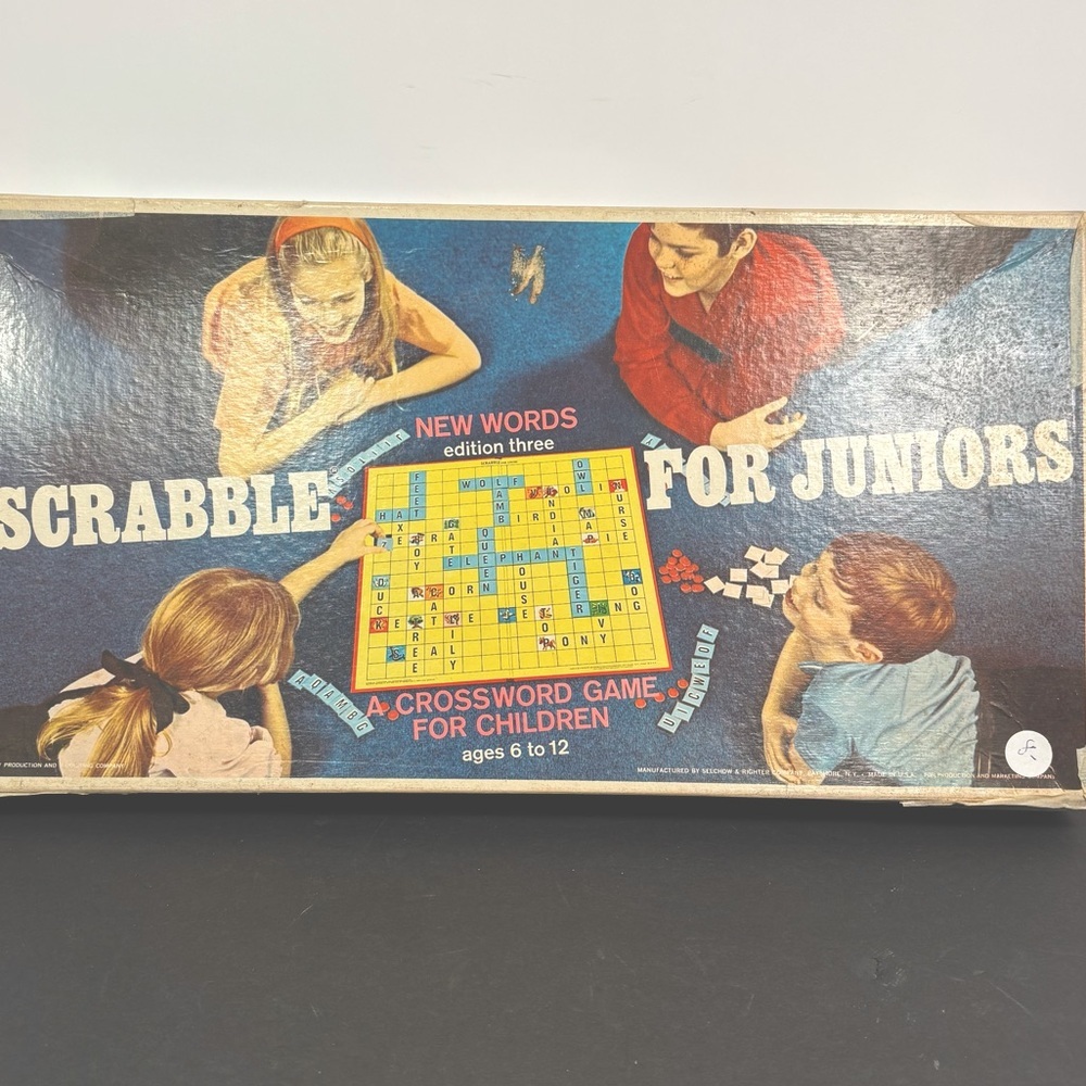 Vintage 1968 Scrabble for Juniors Board Game – Selchow & Righter – Edition Three